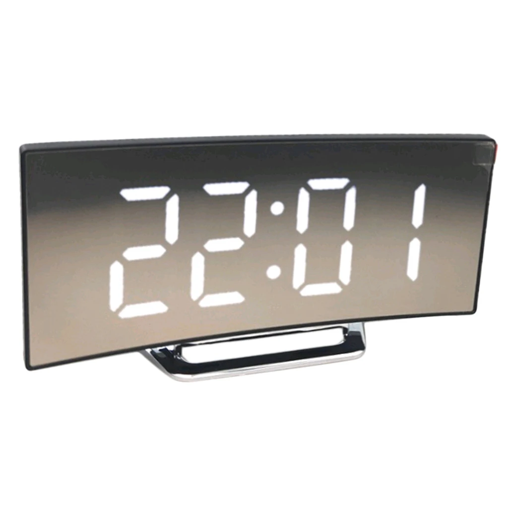 LED Digital Alarm Clock Mirror Clear Display Temperature Snooze Table USB Clocks