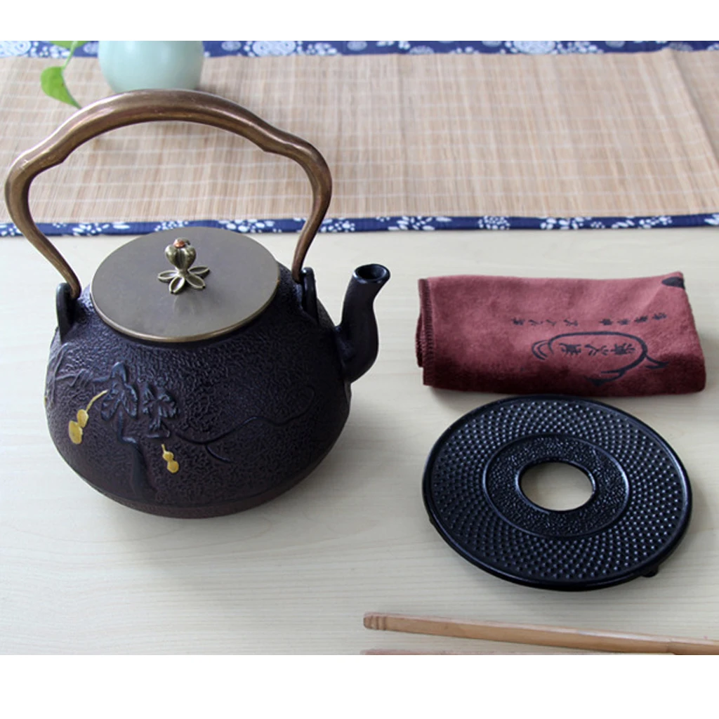 Japanese Style Cast Iron Kettle Tetsubin Teapot 1300ml Large Capacity
