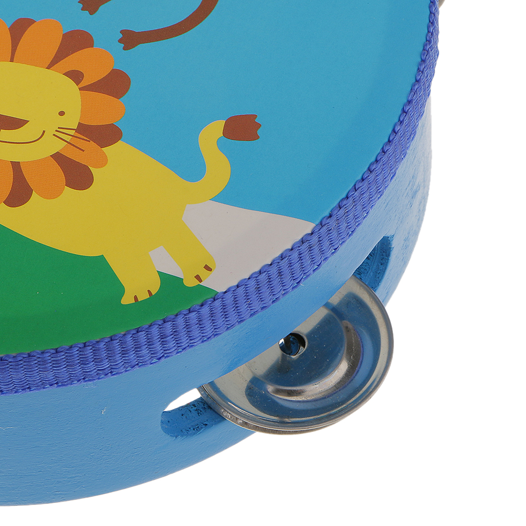 6inch Tambourine Wooden Drum Head with Cymbal Kids Music Learning Toy