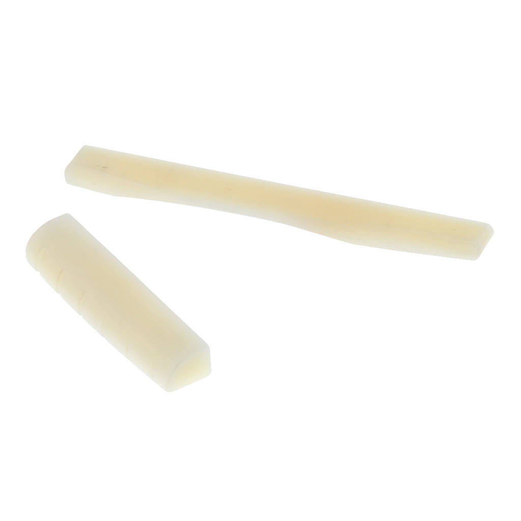 2pcs Acoustic Guitar Bridge Saddle Nut Guitar Replacement Parts Camel Bone