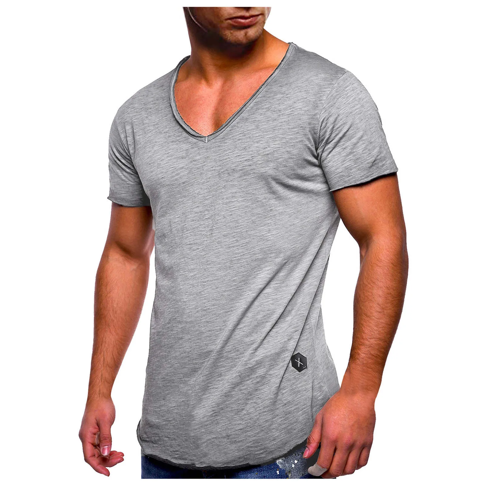 Shirt for Men F_Gotal Mens T-Shirts Fashion Summer Short Sleeve V Neck Solid Casual Sport Tees Blouse Tops 