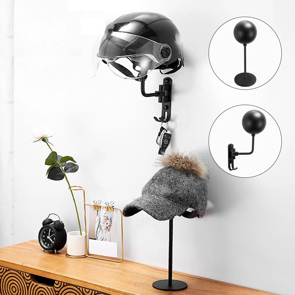 Metal Vintage Wall Mounted Helmet Stand Hat Holder For Coats Hats Caps Key