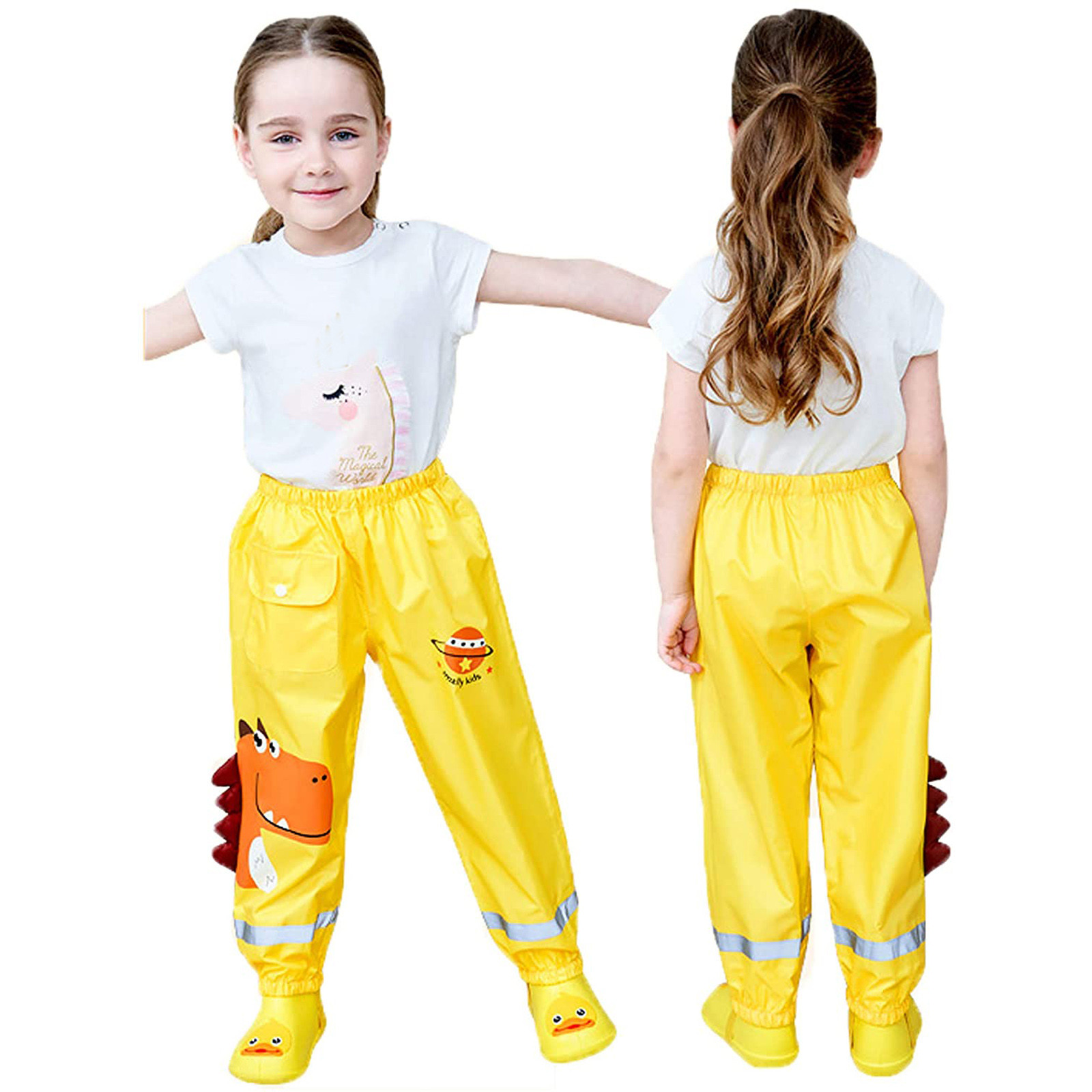 One Piece Breathable Rain Pants for Kids Girls Boys Age 1 2 3 4 5 6 Years Old IMhope Childrens Rain Dungarees Waterproof Windproof Mud Trousers