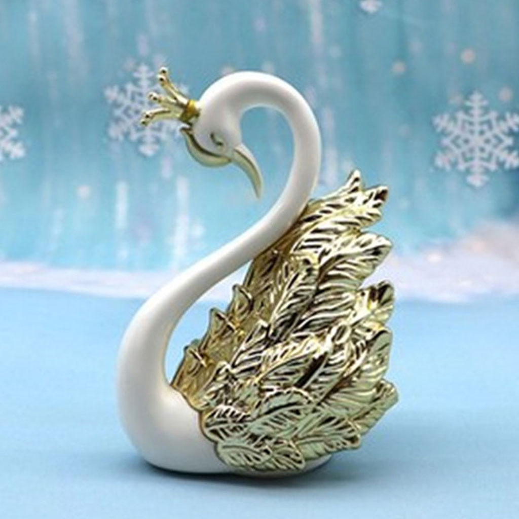 Resin Swan Statue Animal Figurine Ornament For Cake Topper Desktop Decor