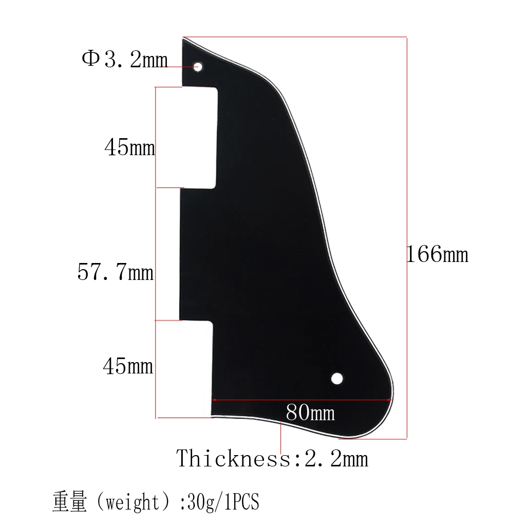 Durable 3-ply 2-hole Pickguard Scratch Plate for   ES335 Guitar Replacement Parts Black