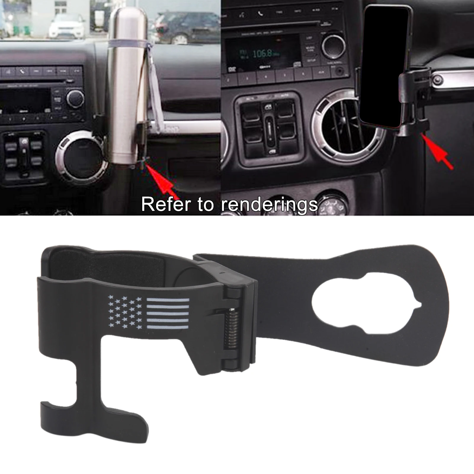 2 in 1 Drink Cup Bracket Organizer Accessories for Jeep Wrangler JK TJ