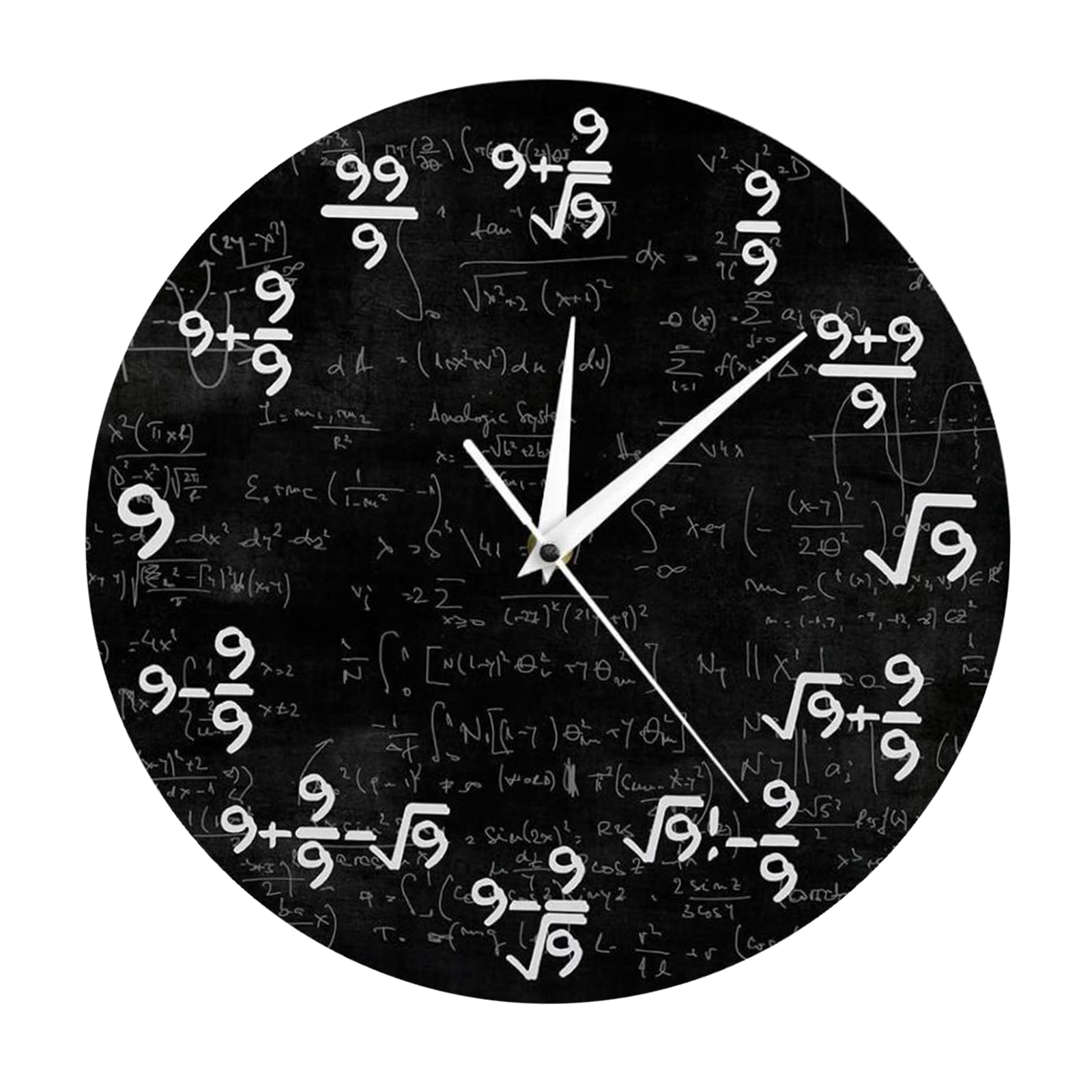 Math Wall Clock, Battery Operated Decorative Wall Clock for Living Room,
