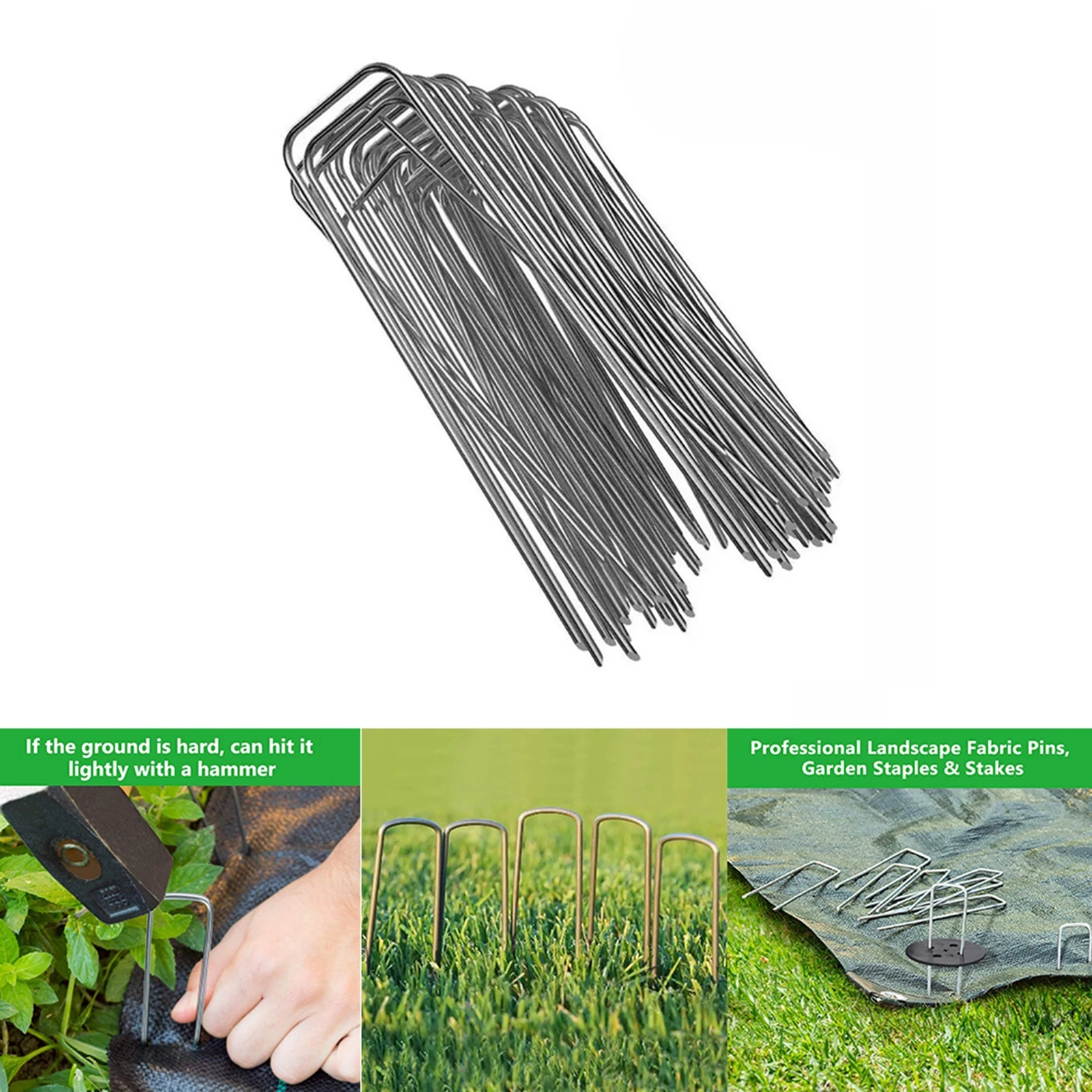 50pcs/Pack Garden Peg Metal U-Shape Garden Staple Ground Nail Film Fixed Pegs Gardening Fixing Tools