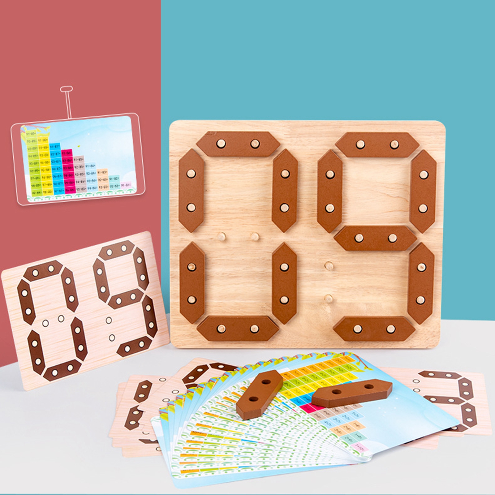 Wooden Number Puzzle Toys, Puzzle Game Preschool Stacking Blocks for Toddler,