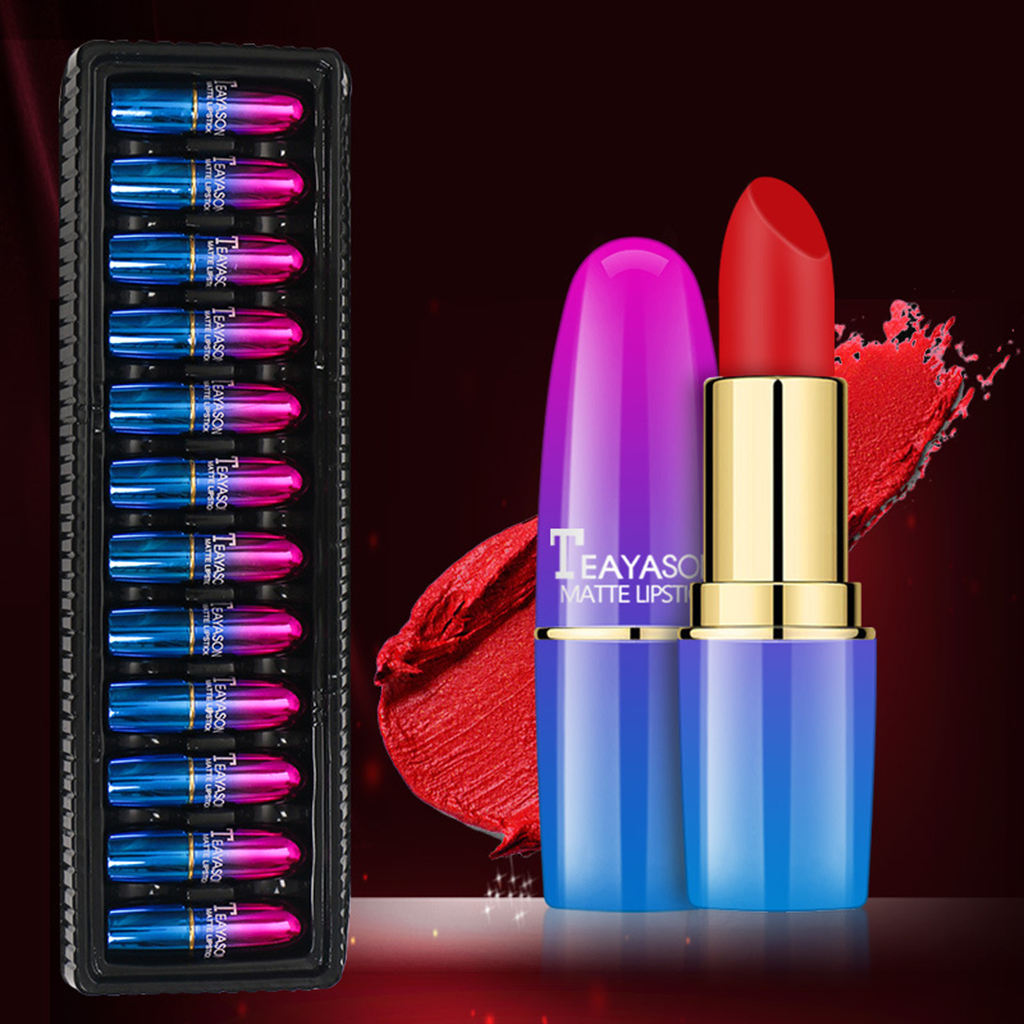 Set of 12 Colors Matte Lipgloss Bold Vivid Color Matte Lipgloss Set
