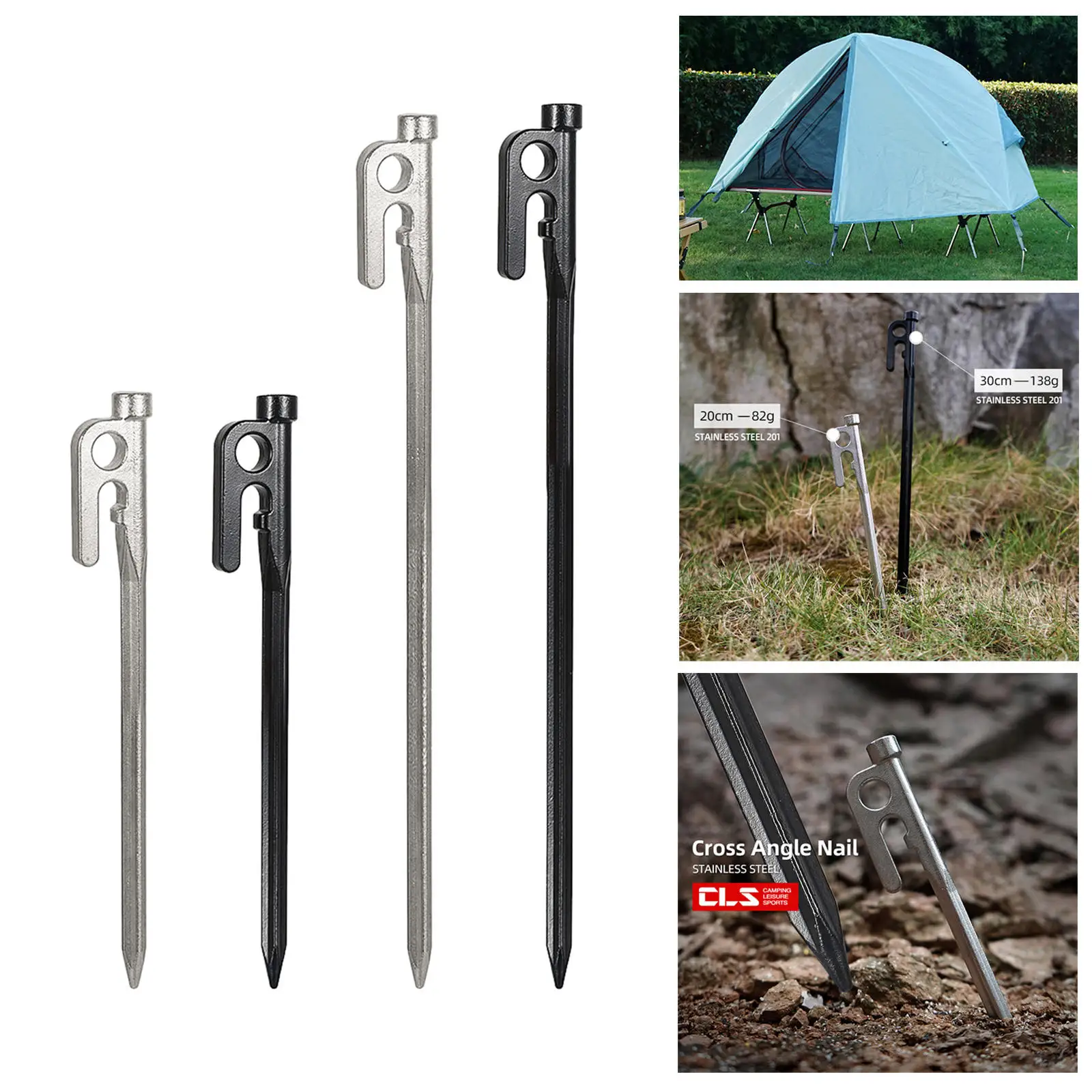 4x Outdoor High Strength Titanium Alloy Tent 201 Stainless Steel Nail Spike Canopy Tent Peg Camping Tent Nail Stakes