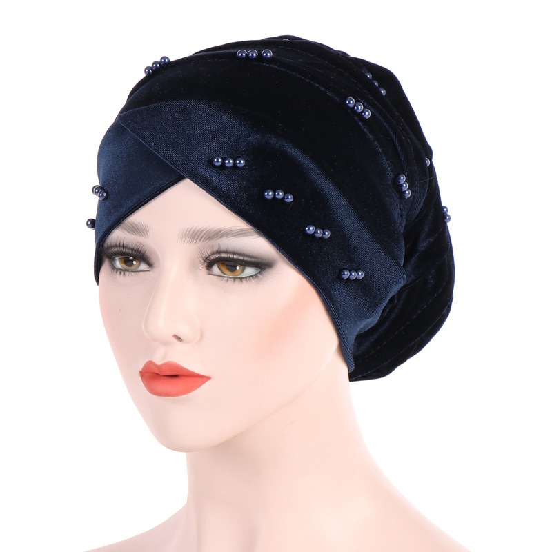 inverno plissado gorro muçulmano veludo interior hijabs caps beading headwrap capa de cabeça islâmica cachecol chapéu esfrega turbantes para mulher