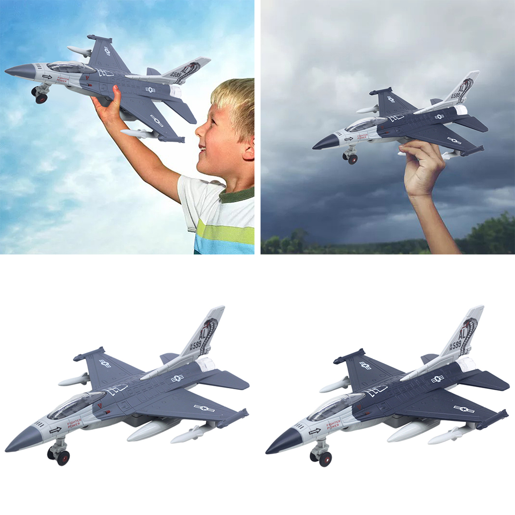 Pull Back Airplane Toy Set Die Cast Metal Themed Fighter Aircraft with Light and Sound for Kids Toy Set Collection