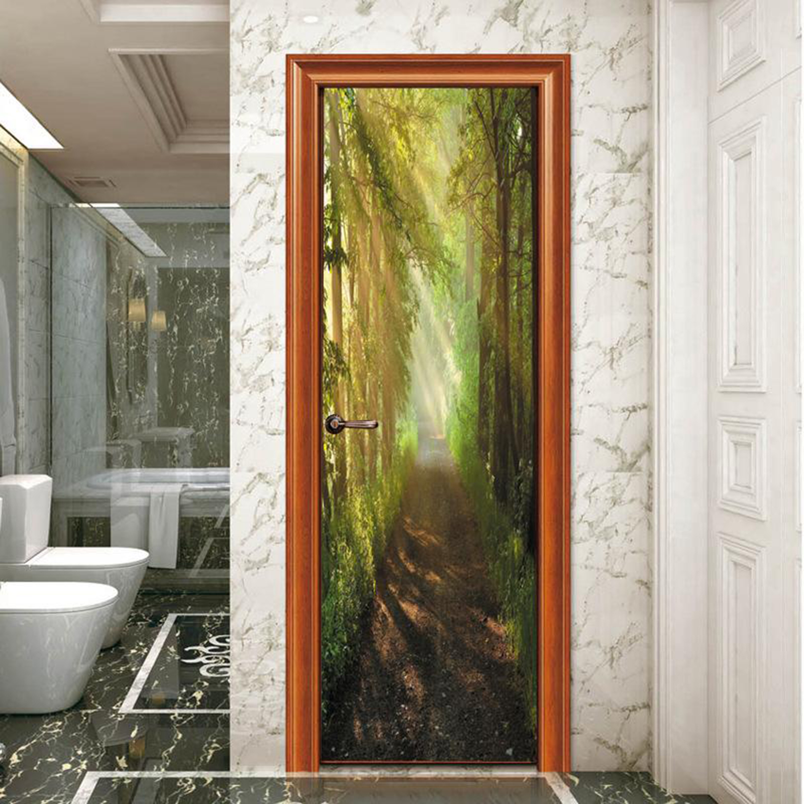 3D Door Decal Door Stickers Decor Door Mural Removable Vinyl Door Wall Mural Door Wallpaper for Home Decor
