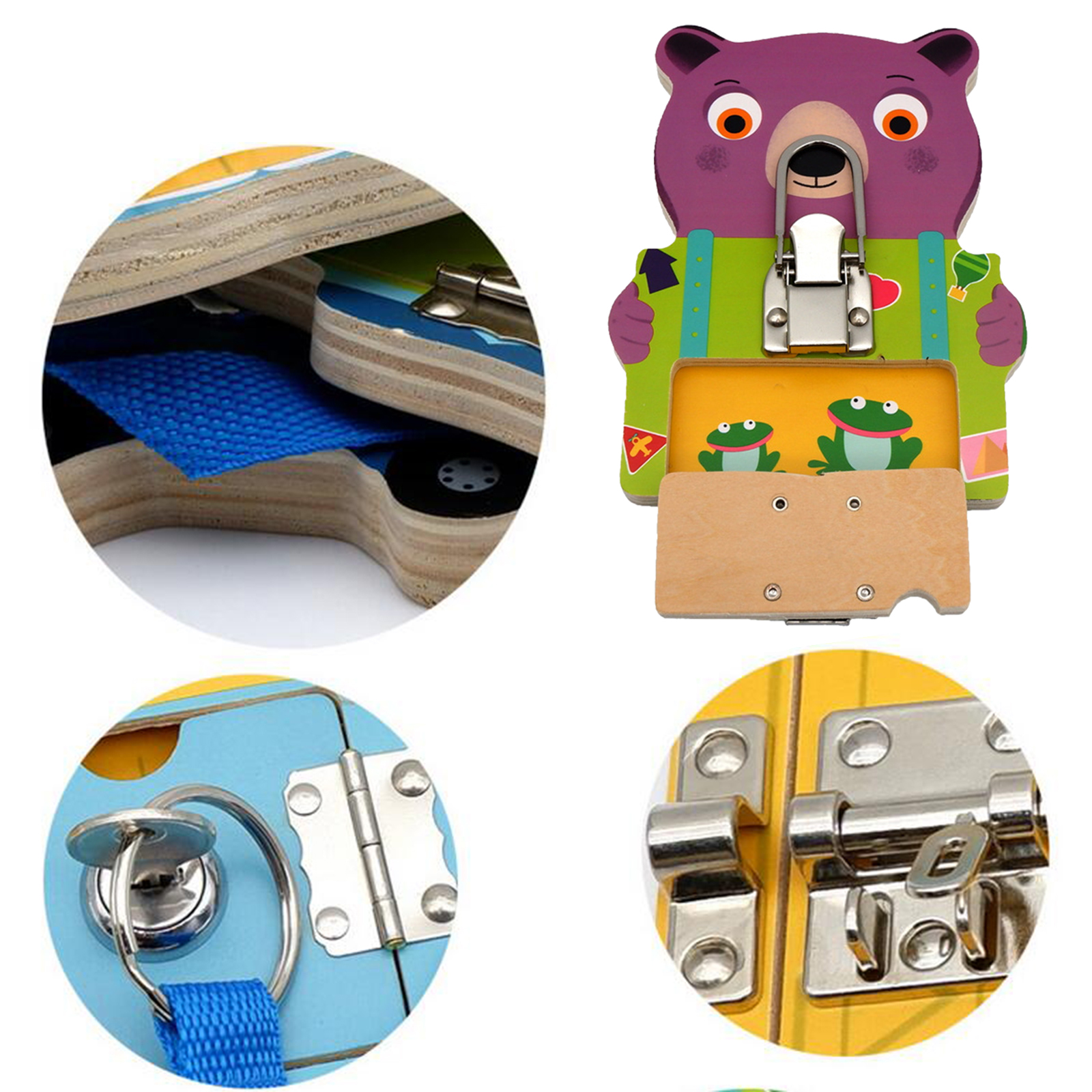 Toddler Busy Board Wooden Sensory Education Unlock Toy Fine Motor Skills Boys & Girls