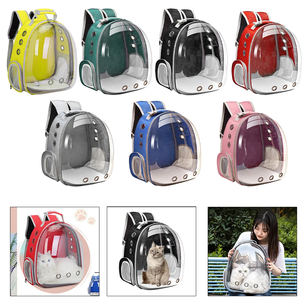 Deluxe Pet Carrier Medium Backpack Dome Clear Carry Bag Travel Removable Mat