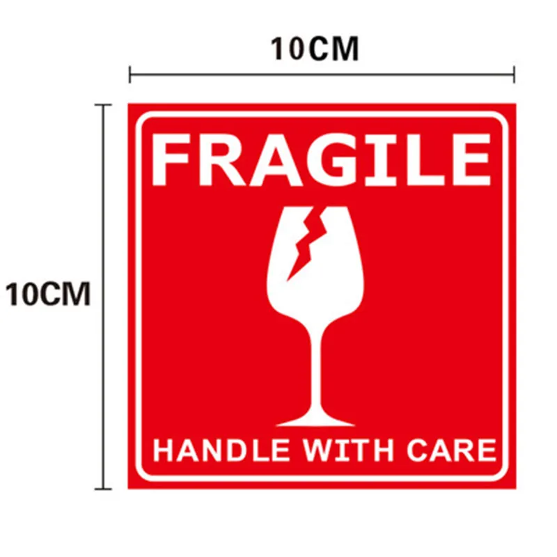 50pcs Big Labels Fragile Stickers 15cm*9cm 10cm*10cm Fragile or Bend Handle with Care Warning Packing Labels Stickers for Goods