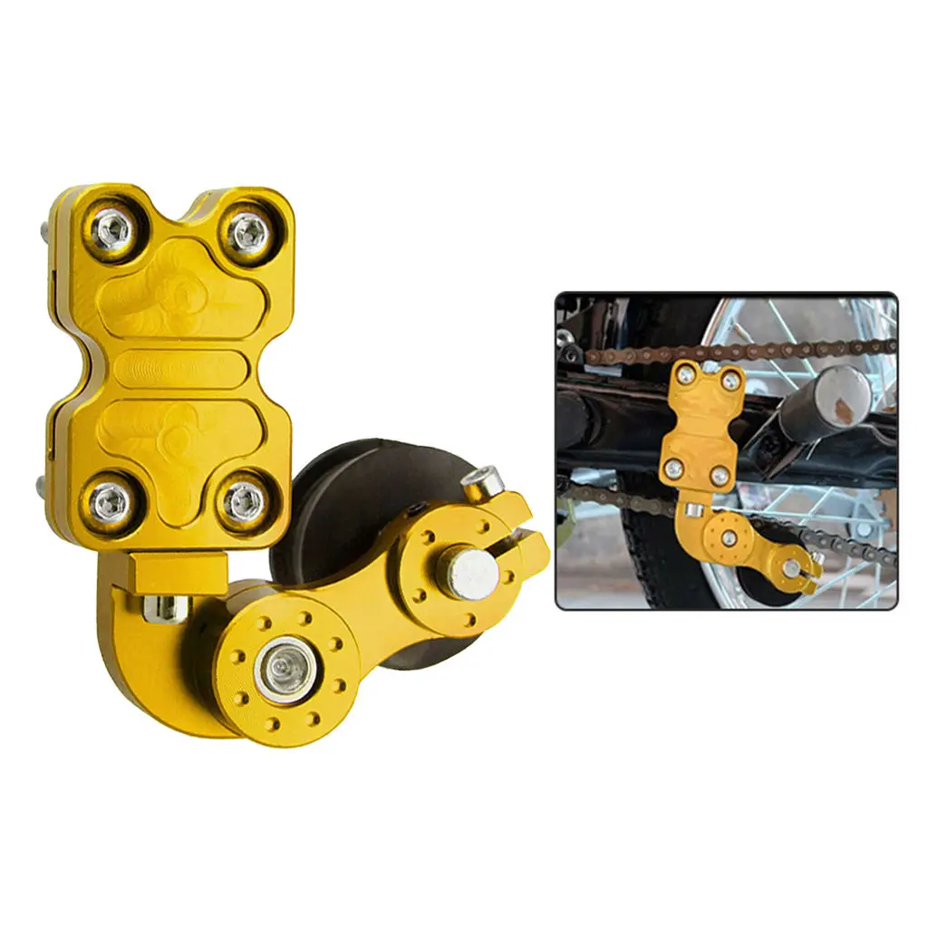 Universal Motocycle Chain Tensioner Roller Yellow Aluminum Alloy Chain Adjuster