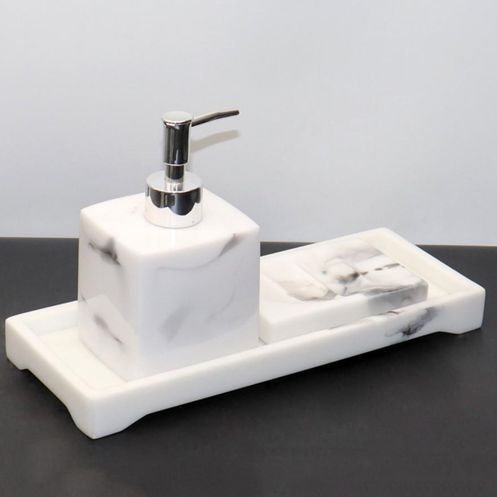 Premium Resin Marbling Bathroom Storage Vanity Tray Cosmetics Parfume Organizer for Toilet Tank Wash Basin Bathroom