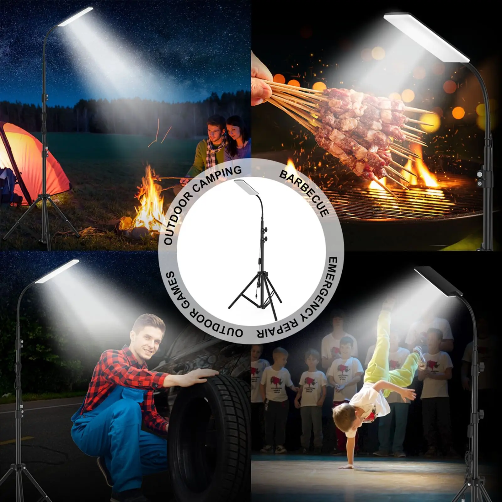 Camping LED Lights Power Bank Telescoping Pole Super Bright USB Charger Light Stand Fishing Lamp Emergency Lamp for BBQ Yard