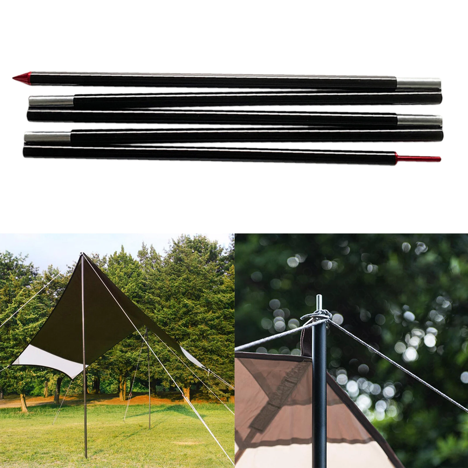 Universal Tarp Poles Tent Rod Shelter Building Sticks w/ Storage Pouch