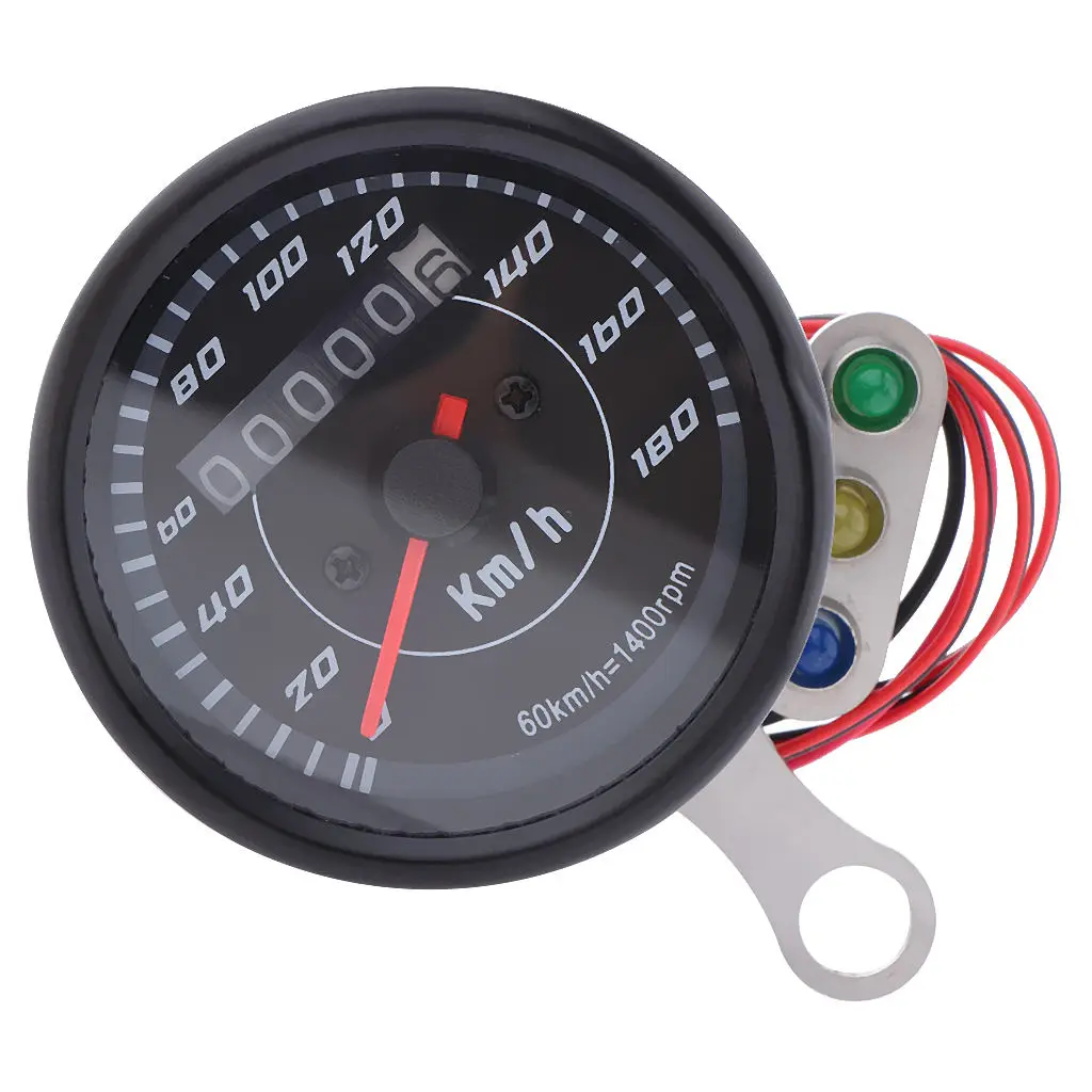 Universal Digital Motorcycle LCD Screen Speedometer Odometer Techometer Gauge Dual Speed LED Backlight Black Shell