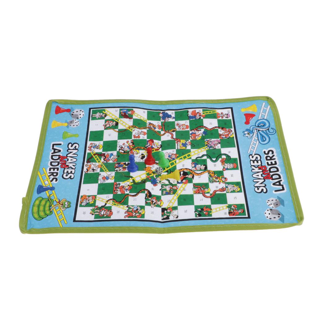 Mini Travel Chess Ludo Game SNAKE & LADDER 38cm x 27cm Foldable Pocket Pack for Outdoor Hiking Camping Travelling Games Gift