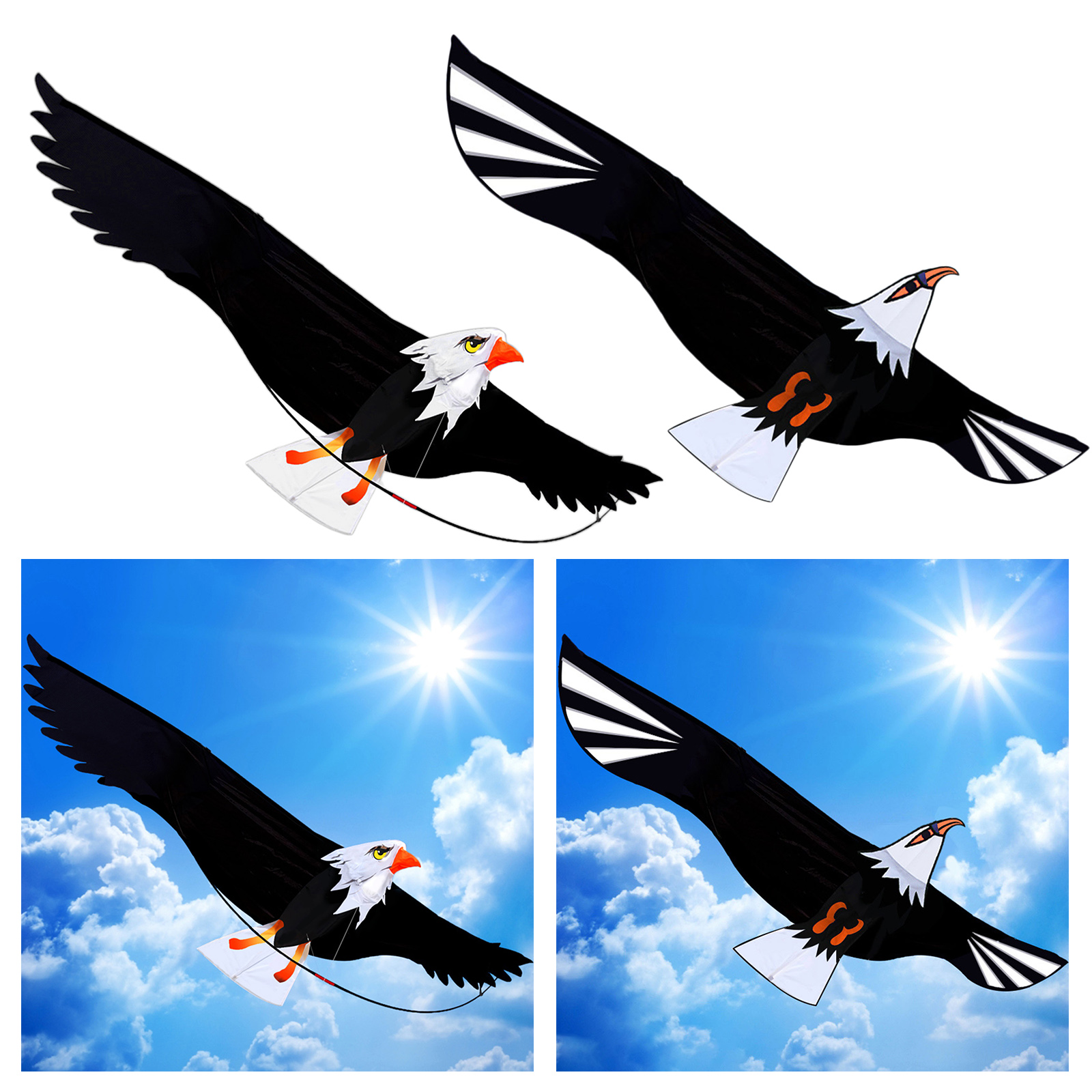 3D Eagle Kite Outdoor Animal  Huge  Kites Flying Bird Toys For Children Kids Surf Kite Summer Family Beach Trips Toy