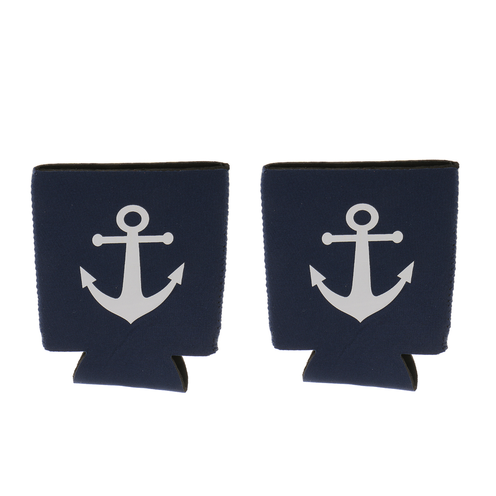 Pack of 2 Neoprene Nautical Anchor Stubby Soda Beer Can Chilling Holder Wrap Sleeve for hen stag party nautical theme party