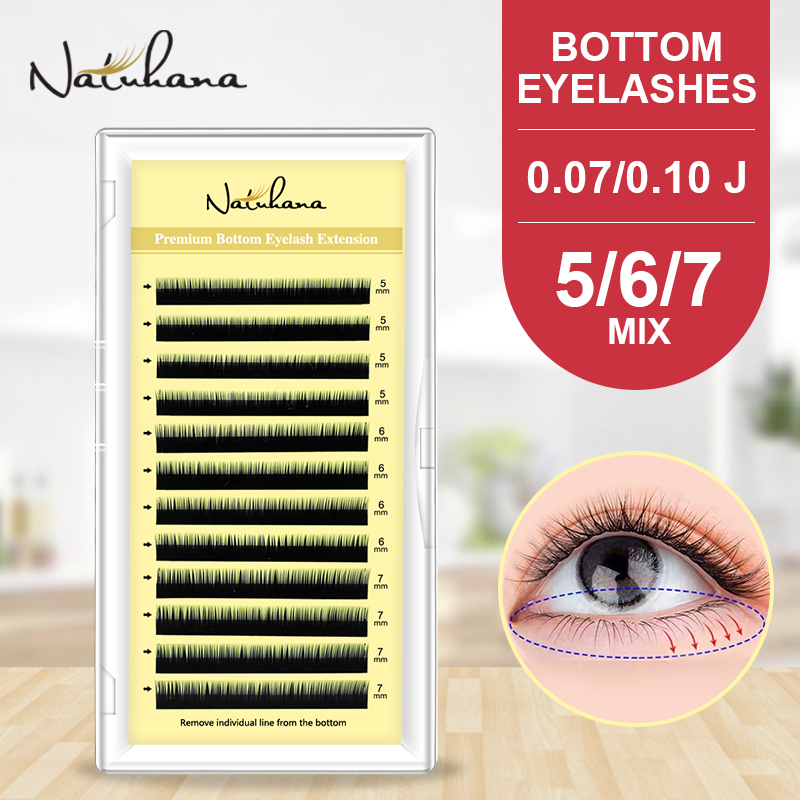 Best of NATUHANA Bottom Eyelash Extension Individual Natural Soft Under Eyelashes J Curl 5-7 Mix Synthetic Mink Lower Lashes For Makeup Reviews & Tips