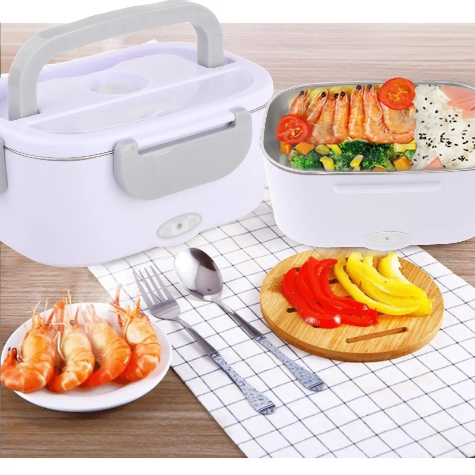 2-in-1 Dual Use Electric Lunch Box Portable 12V 1.5L Heated Food Container