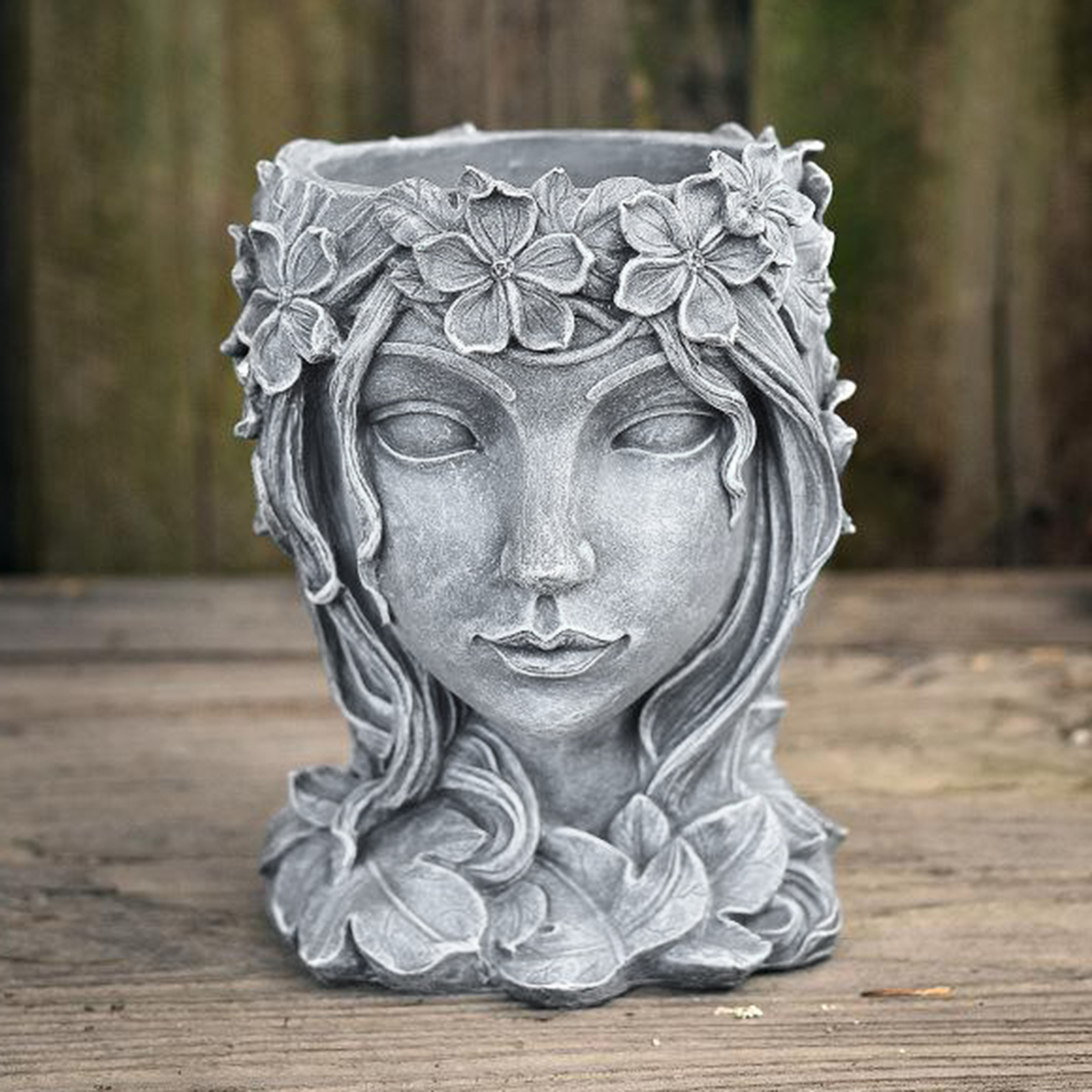 Resin Goddess Head Statue Planter Flower Succulent Pot Yard Desktop Decor