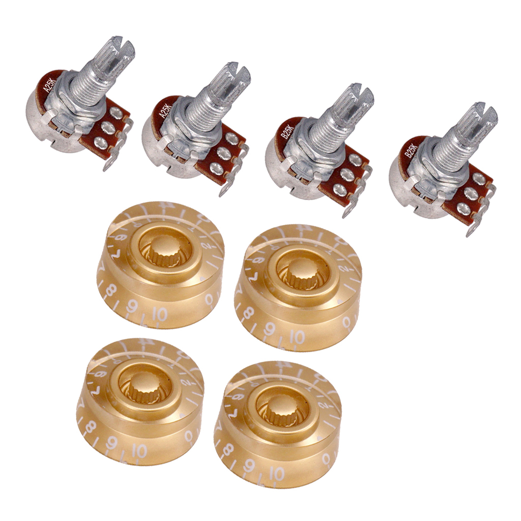 Guitar Speed Control Knobs Potentiometer 25K Combo 18mm Long Split Shafts