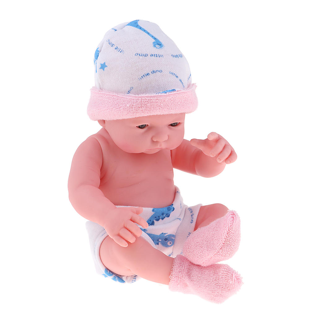 25cm Simulation Silicone Newborn Baby Doll with Pink Clothes Child