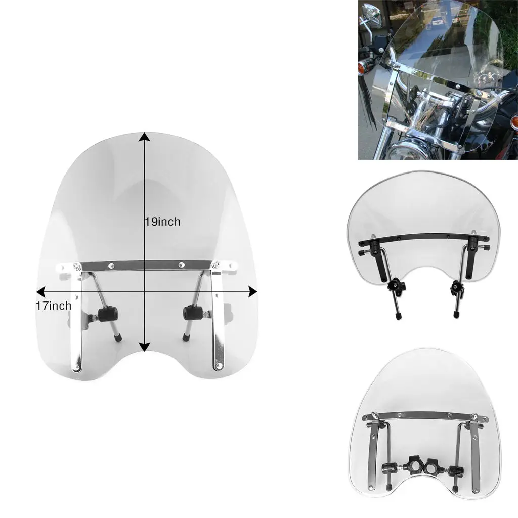 19x17 inch Clear Windshield Wind Shield Screen Protector Fit for Harley   Motorcycles