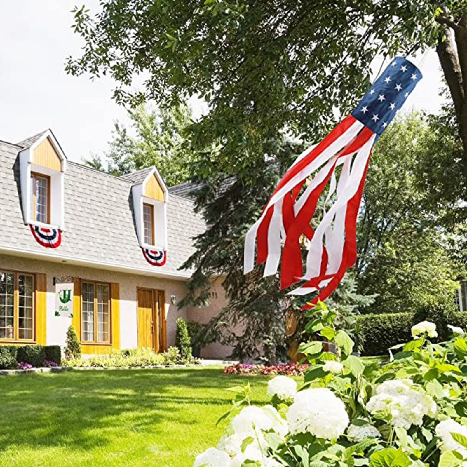 American Flag Windsock Stars Stripes Weather Vane Garden Outdoor Holiday Assembly School Educational Hanging Decorations