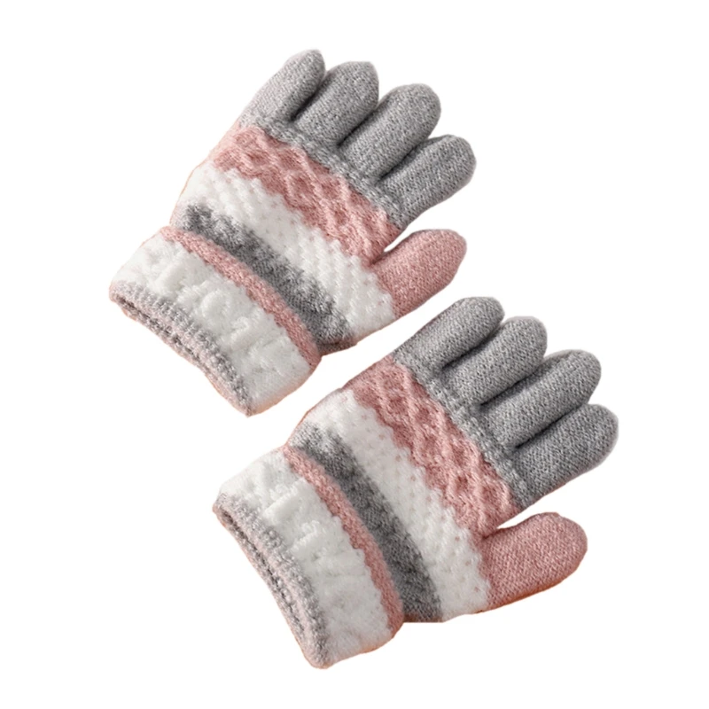 per bambini termici 10 anni per bambini di 5 a maglia Guanti invernali caldi a mezze dita a maglia Ruixia 