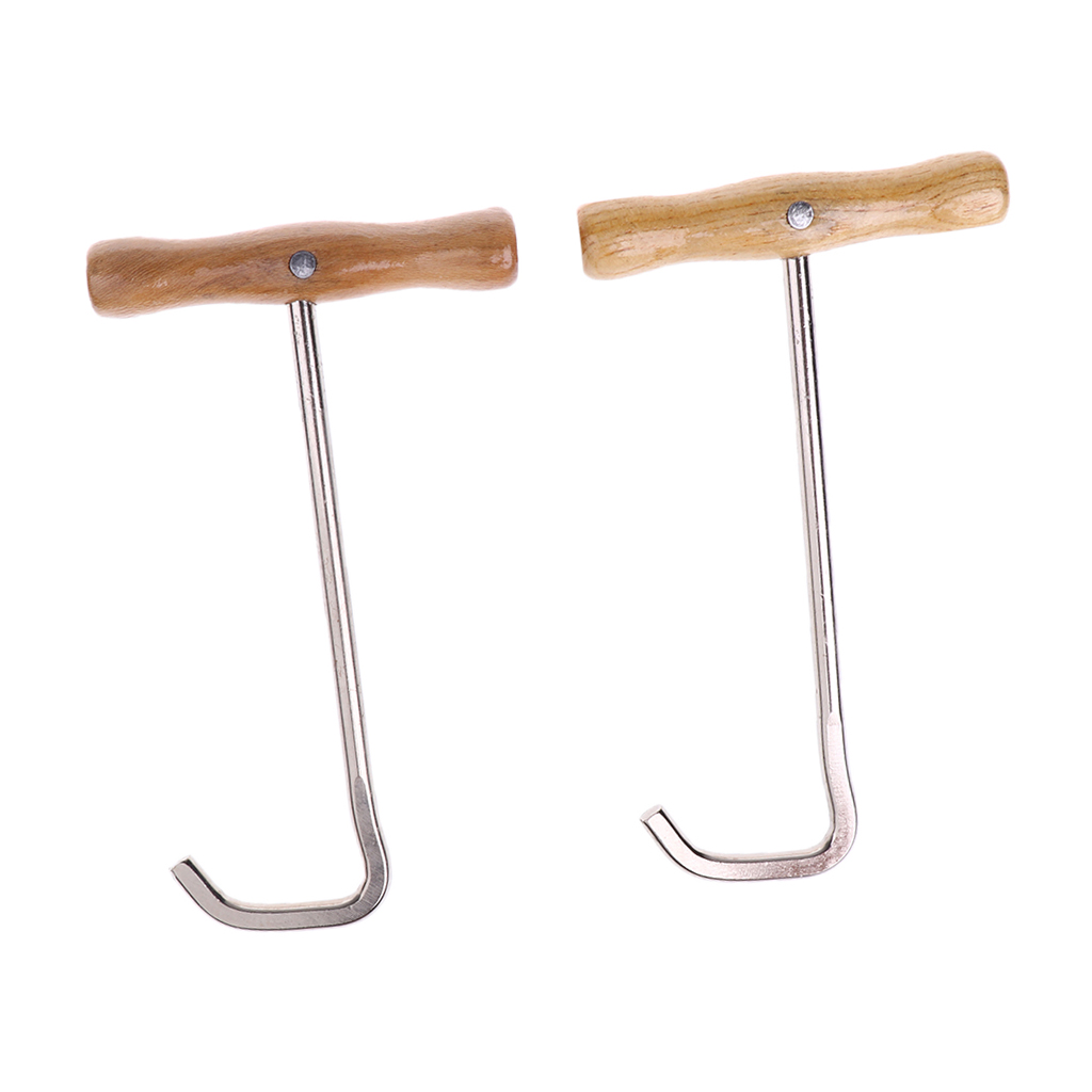 2pcs Stainless Steel Long Boots Pulls Hooks w/ Handle Equestrian Equipment