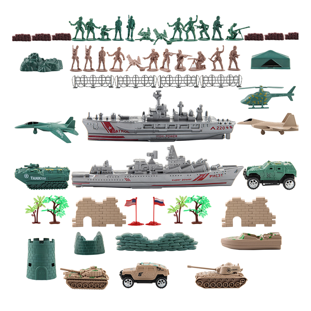 Pack of 57  Combat Soldiers Figures with Accessories Kids Toy Set