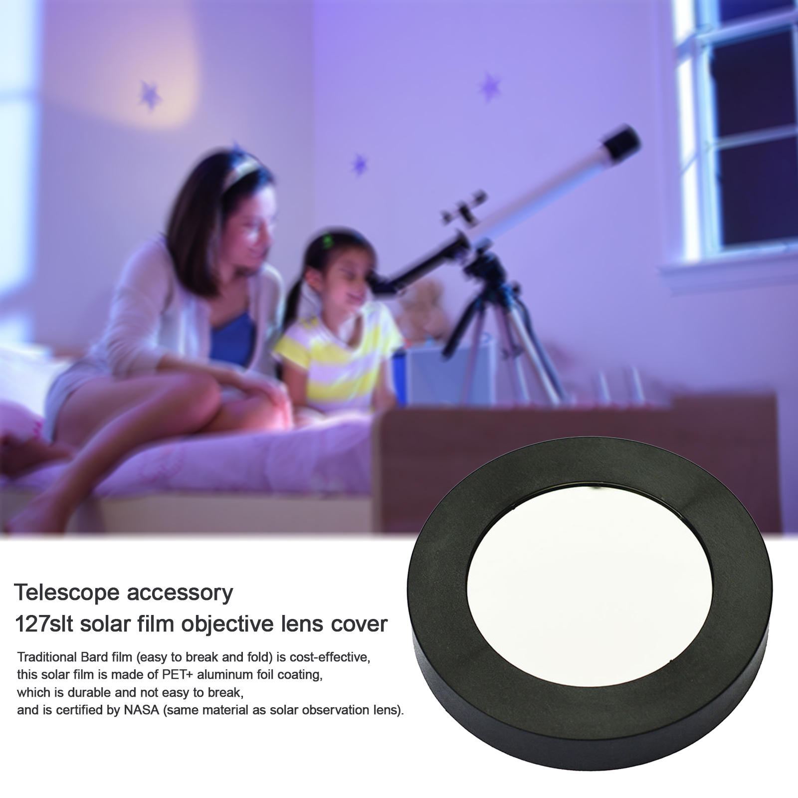 145mm Solar Filter Sun Film Lens Filter Camera Lens PET-coated Aluminum Foil Film Clear Scratch-Resistant Replace