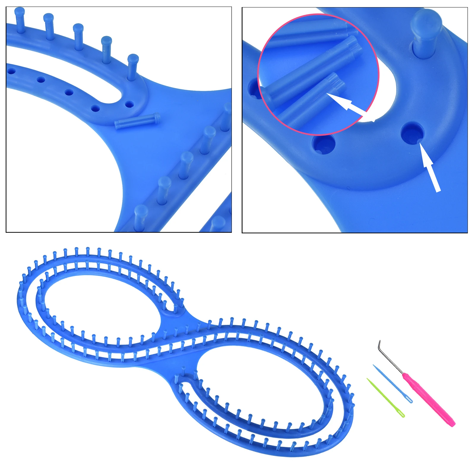 Afghan Loom Knitting Board Tool 8-shaped Knitter With 3 Projects For Sweater Socks Home Sewing Handwork Kit Crafts Sewing Tools
