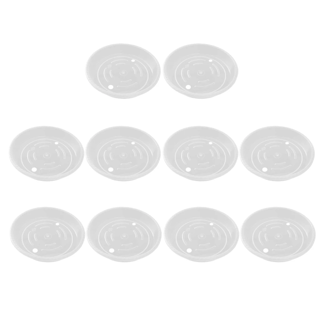 10Pcs Round Clear Plastic Plant Pot Saucer Drip Water Trays Plate Dish 15cm