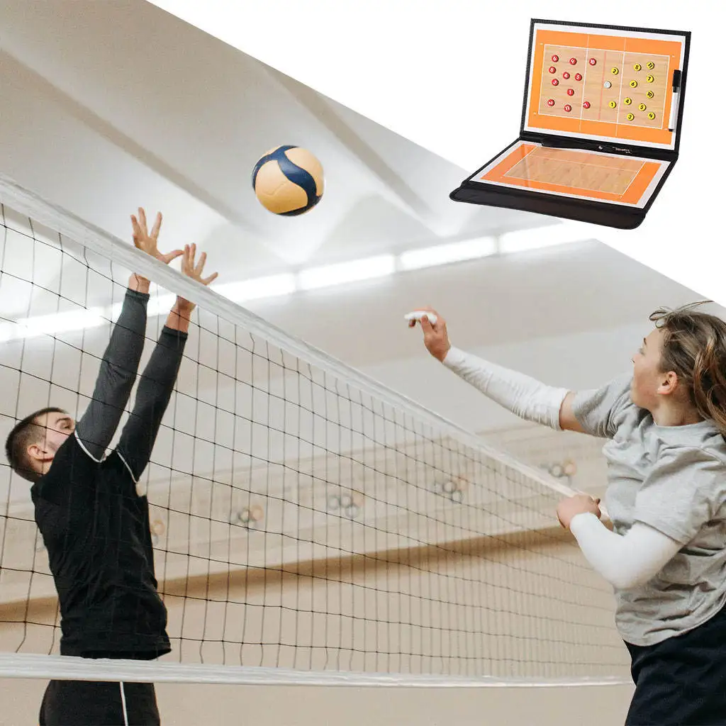 2-in-1 Volleyball Coaching Clipboard Kit with Dry Erase Coaches Marker Pen Tactics Equipment Volleyball