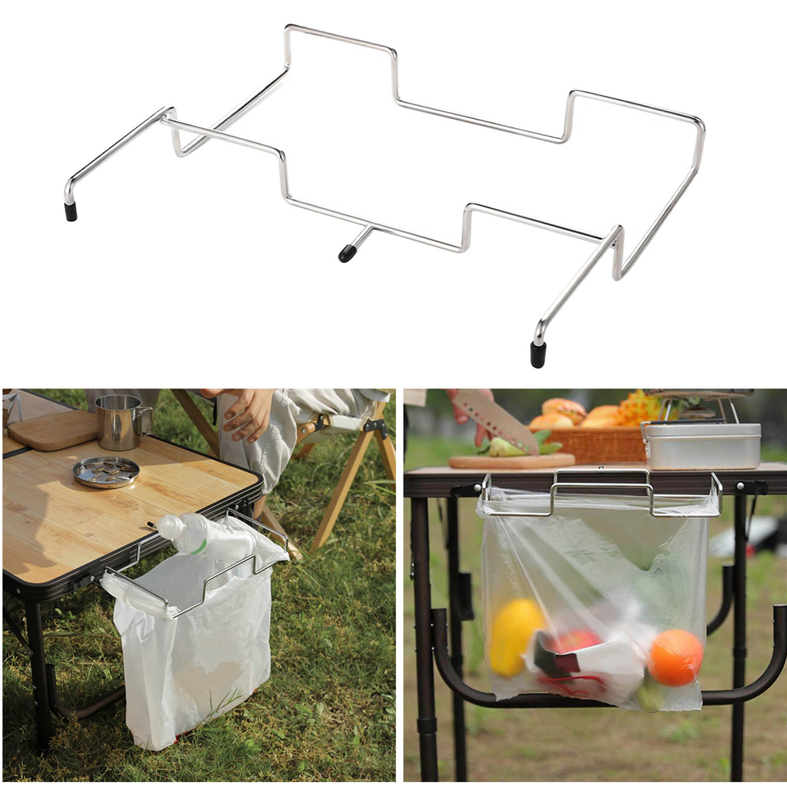 Trash Bag Holder Hanging Rack Kitchen Camping Waste Bins Bags Frame Bracket