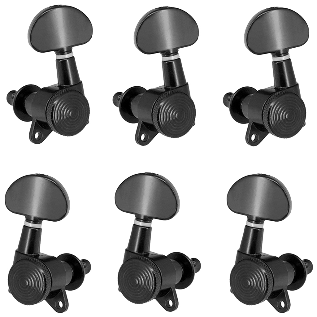 Sealed Closed Design 3R3L Black Half-Round Folk Guitar Tuner Machine Heads Parts