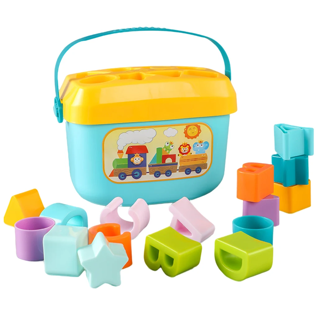 Classic Shape Sorter Matching Toy Puzzle Blocks Birthday Gifts Preschool Toy with Organize Box