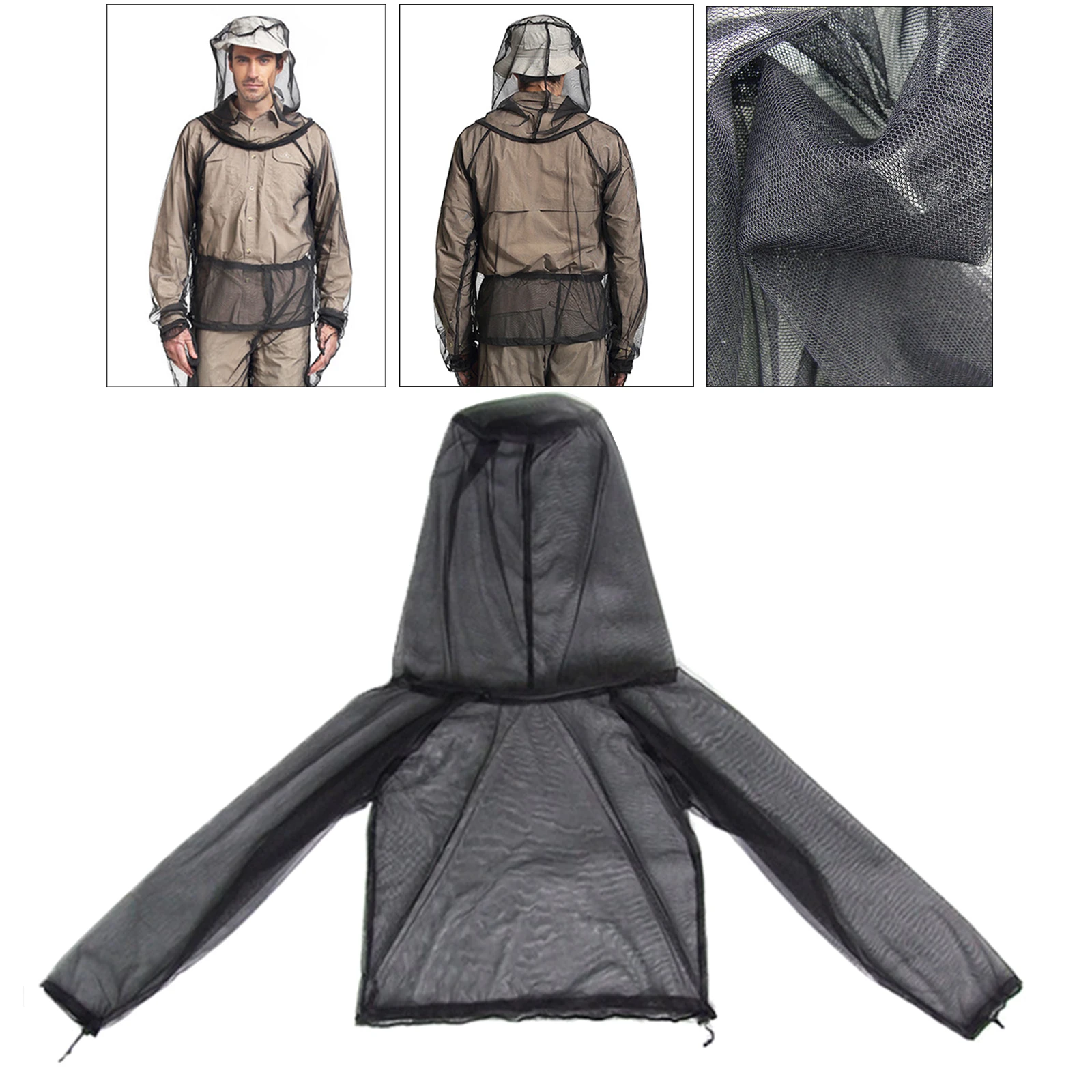 Unisex Fishing Clothes Mesh Hood Mosquito Repellent Suit Anti Mosquito Clothes Insect-proof Jacket Set for Outdoor Protection 