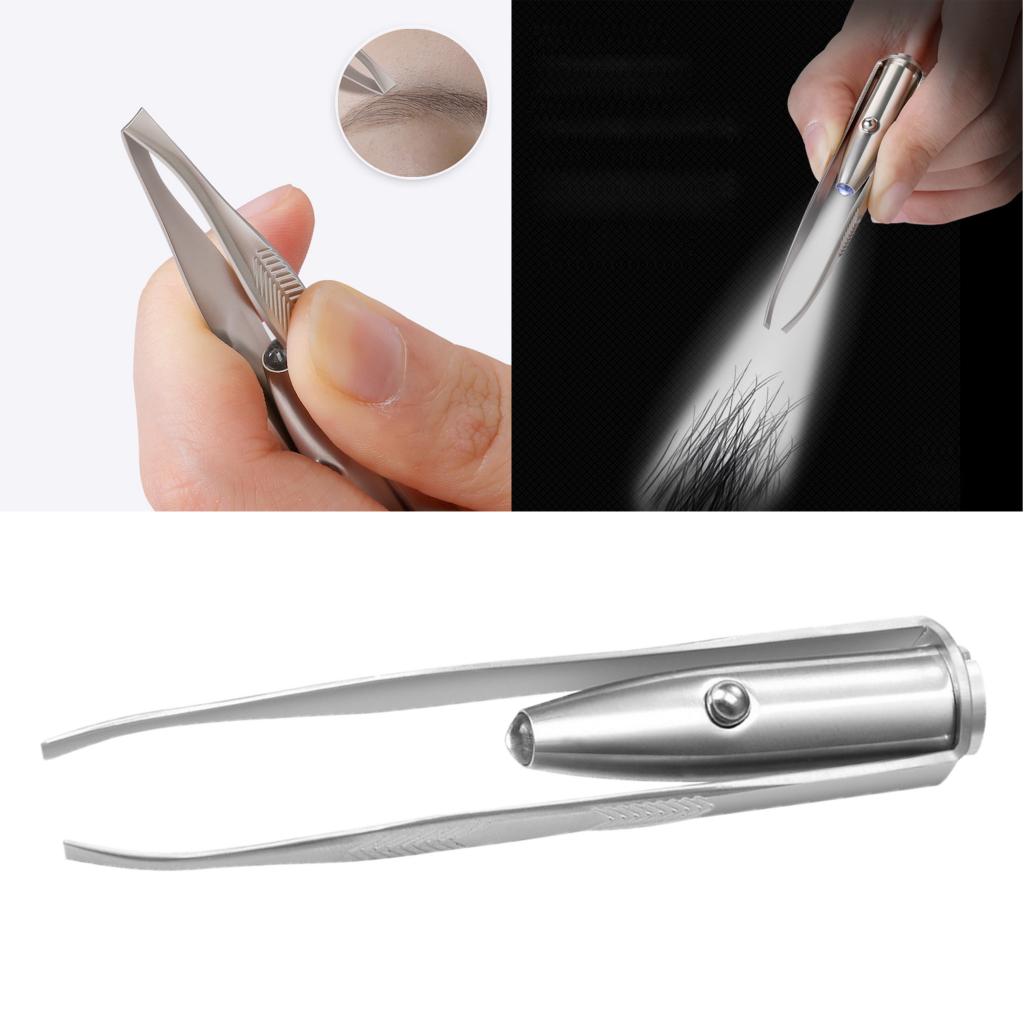 LED Tweezers Stainless Steel Eyebrow Tweezers Eyelash Eyebrow Remover Tool
