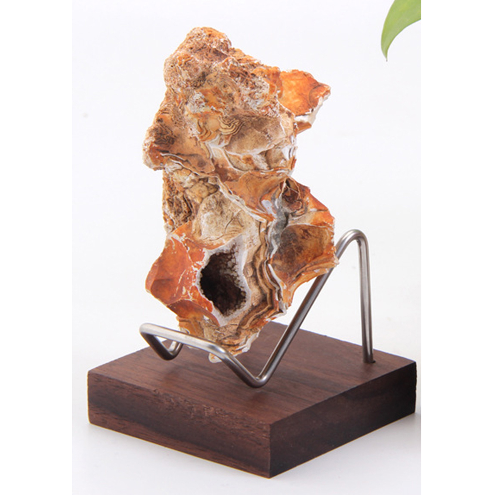 Stands Display Rocks & Minerals, , Art - Walnut Base Metal Arm