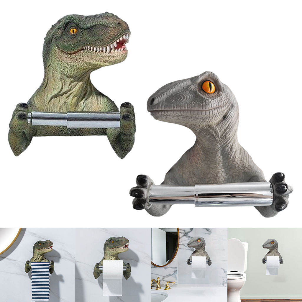 Dinosaur Toilet Paper Holder Wall Hanging Roll Paper Storage Rack for Home Decor